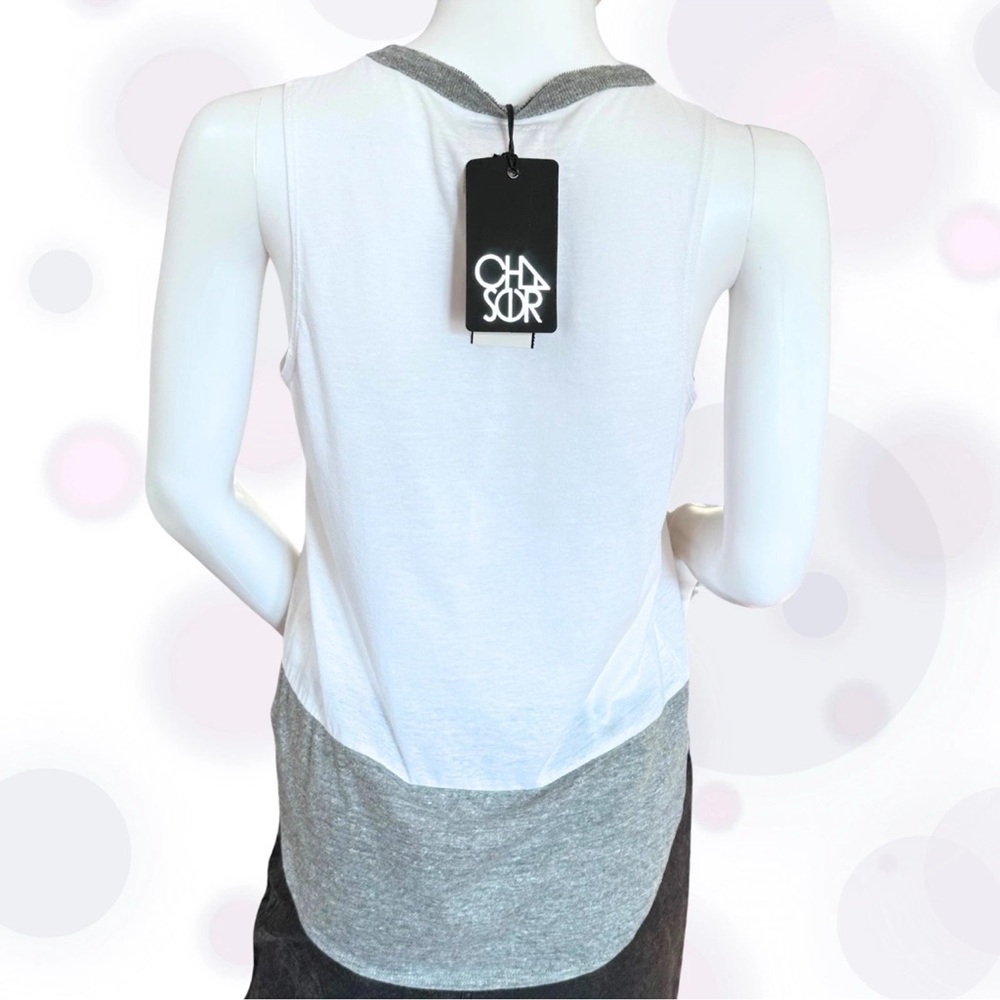 Chaser Women's Soft Tank Top in white features a colorblock design Multi-Sizes - Picture 3 of 4